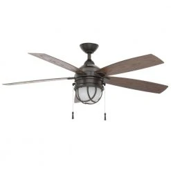 Seaport 52 in. LED Indoor/Outdoor Natural Iron Ceiling Fan with Light Kit by Hampton Bay -Hampton Bay Sales natural iron hampton bay ceiling fans with lights al634 ni 66 1000