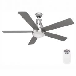 Cobram 48 in. Integrated LED Indoor Nickel Ceiling Fan with Light Kit and Remote Control by Hampton Bay