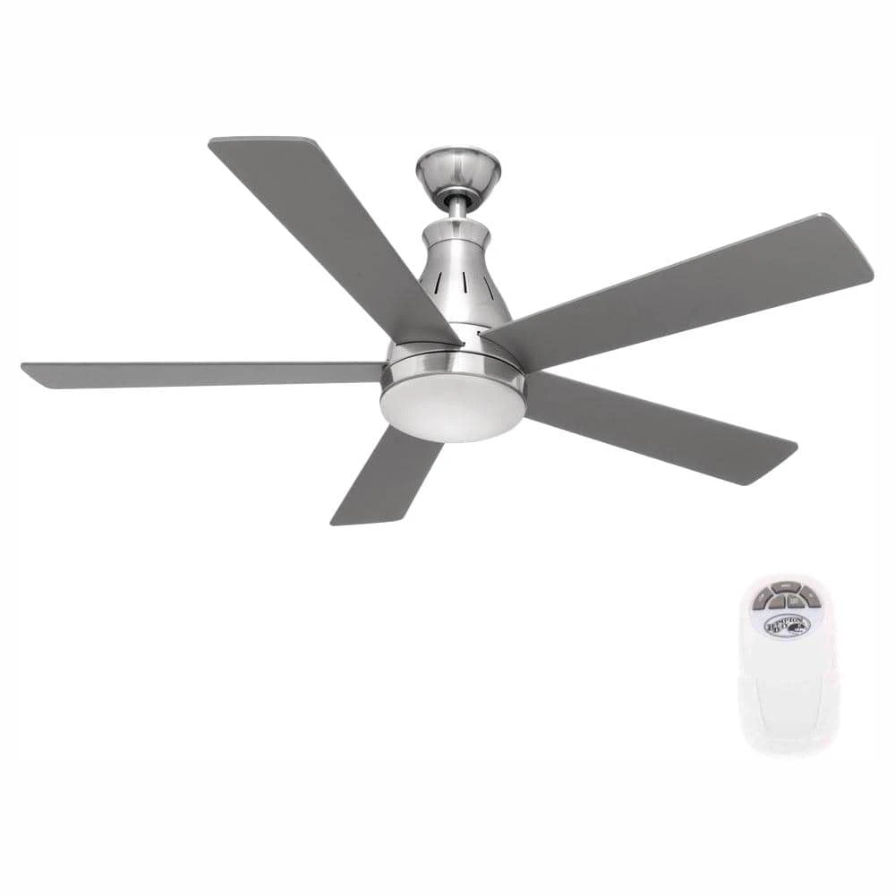 Cobram 48 in. Integrated LED Indoor Nickel Ceiling Fan with Light Kit and Remote Control by Hampton Bay 1 Cobram 48 in. Integrated LED Indoor Nickel Ceiling Fan with Light Kit and Remote Control by Hampton Bay