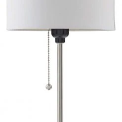 17 in. Brushed Nickel Table Lamp with Power Outlet by Hampton Bay -Hampton Bay Sales nickel hampton bay table lamps 22169 000 4f 1000