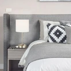 17 in. Brushed Nickel Table Lamp with Power Outlet by Hampton Bay -Hampton Bay Sales nickel hampton bay table lamps 22169 000 fa 1000