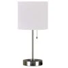 17 in. Brushed Nickel Table Lamp with Power Outlet and LED Bulb Included by Hampton Bay