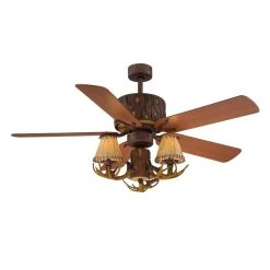 Lodge 52 in. LED Nutmeg Ceiling Fan with Light and Remote Control by Hampton Bay