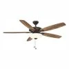 Menage 56 in. Integrated LED Indoor Low Profile Oil Rubbed Bronze Ceiling Fan with Light Kit by Hampton Bay