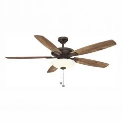 Menage 56 in. Integrated LED Indoor Low Profile Oil Rubbed Bronze Ceiling Fan with Light Kit by Hampton Bay