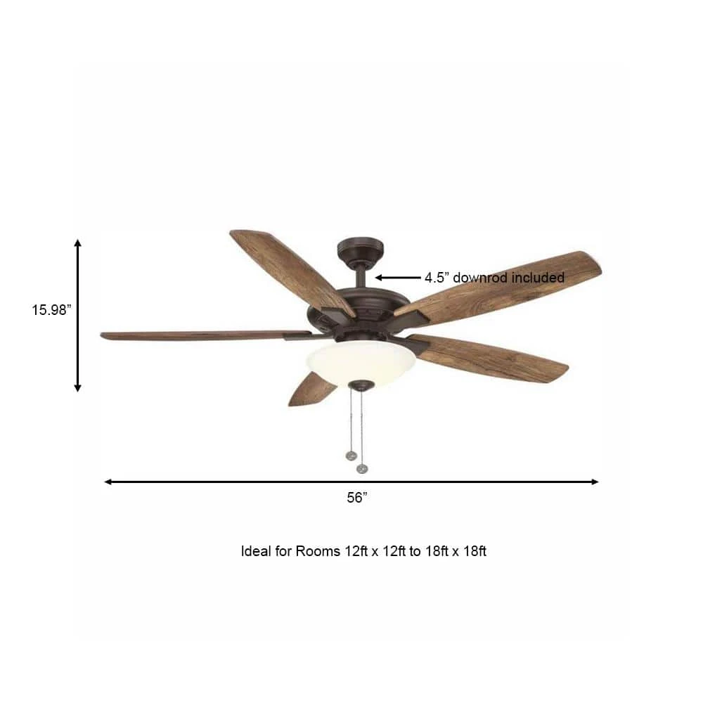 Menage 56 in. Integrated LED Indoor Low Profile Oil Rubbed Bronze Ceiling Fan with Light Kit by Hampton Bay 4 Menage 56 in. Integrated LED Indoor Low Profile Oil Rubbed Bronze Ceiling Fan with Light Kit by Hampton Bay - Image 4