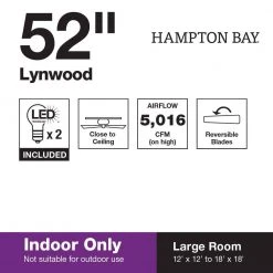 Lynwood 52 in. LED Indoor Oil Rubbed Bronze Ceiling Fan with Light Kit by Hampton Bay -Hampton Bay Sales oil rubbed bronze hampton bay ceiling fans with lights 36945 c3 1000