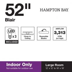 Blair 52 in. LED Indoor Oil-Rubbed Bronze Ceiling Fan with Light Kit by Hampton Bay 19 Blair 52 in. LED Indoor Oil-Rubbed Bronze Ceiling Fan with Light Kit by Hampton Bay -Hampton Bay Sales oil rubbed bronze hampton bay ceiling fans with lights 51732 1f 1000