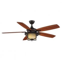 Devereaux II 52 in. LED Oil Rubbed Bronze Ceiling Fan with Light and Remote Control by Hampton Bay