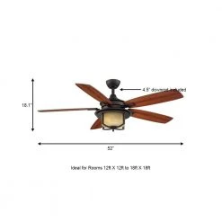 Devereaux II 52 in. LED Oil Rubbed Bronze Ceiling Fan with Light and Remote Control by Hampton Bay -Hampton Bay Sales oil rubbed bronze hampton bay ceiling fans with lights al685led orb a0 1000