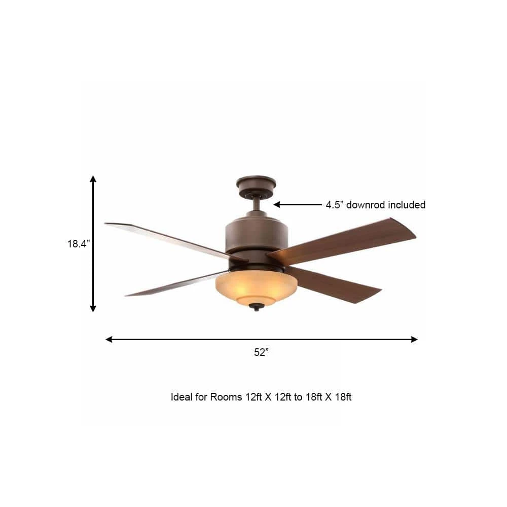 Alida 52 in. Indoor Oil-Rubbed Bronze Ceiling Fan with Light Kit and Remote Control by Hampton Bay 4 Alida 52 in. Indoor Oil-Rubbed Bronze Ceiling Fan with Light Kit and Remote Control by Hampton Bay - Image 4