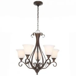 Westwood 5-Light Oil-Rubbed Bronze Chandelier with Frosted White Glass Shades by Hampton Bay -Hampton Bay Sales oil rubbed bronze hampton bay chandeliers iay8115a 4 1d 1000