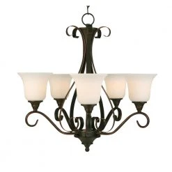 Westwood 5-Light Oil-Rubbed Bronze Chandelier with Frosted White Glass Shades by Hampton Bay -Hampton Bay Sales oil rubbed bronze hampton bay chandeliers iay8115a 4 1f 1000