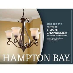 Westwood 5-Light Oil-Rubbed Bronze Chandelier with Frosted White Glass Shades by Hampton Bay -Hampton Bay Sales oil rubbed bronze hampton bay chandeliers iay8115a 4 31 1000