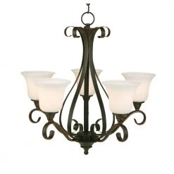 Westwood 5-Light Oil-Rubbed Bronze Chandelier with Frosted White Glass Shades by Hampton Bay -Hampton Bay Sales oil rubbed bronze hampton bay chandeliers iay8115a 4 44 1000