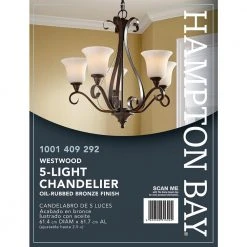 Westwood 5-Light Oil-Rubbed Bronze Chandelier with Frosted White Glass Shades by Hampton Bay -Hampton Bay Sales oil rubbed bronze hampton bay chandeliers iay8115a 4 4f 1000