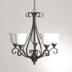 Westwood 5-Light Oil-Rubbed Bronze Chandelier with Frosted White Glass Shades by Hampton Bay -Hampton Bay Sales oil rubbed bronze hampton bay chandeliers iay8115a 4 76 1000