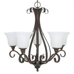 Westwood 5-Light Oil-Rubbed Bronze Chandelier with Frosted White Glass Shades by Hampton Bay -Hampton Bay Sales oil rubbed bronze hampton bay chandeliers iay8115a 4 77 1000