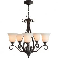 Westwood 5-Light Oil-Rubbed Bronze Chandelier with Frosted White Glass Shades by Hampton Bay -Hampton Bay Sales oil rubbed bronze hampton bay chandeliers iay8115a 4 d4 1000