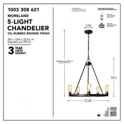Moreland 5-Light Traditional Oil-Rubbed Bronze Hanging Wagon Wheel Candlestick Chandelier by Hampton Bay -Hampton Bay Sales oil rubbed bronze hampton bay chandeliers jqi9115a 4f 1000