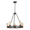 Moreland 5-Light Traditional Oil-Rubbed Bronze Hanging Wagon Wheel Candlestick Chandelier by Hampton Bay