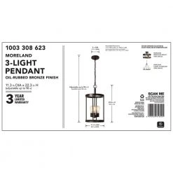 Moreland 3--Light Bronze Pendant by Hampton Bay 8 Moreland 3--Light Bronze Pendant by Hampton Bay -Hampton Bay Sales oil rubbed bronze hampton bay chandeliers jqi9713a 1f 1000