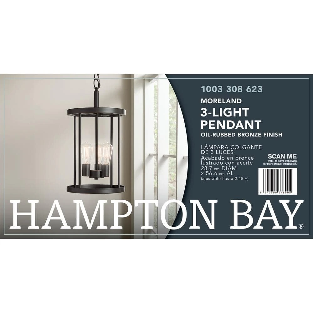 Moreland 3--Light Bronze Pendant by Hampton Bay 3 Moreland 3--Light Bronze Pendant by Hampton Bay - Image 3