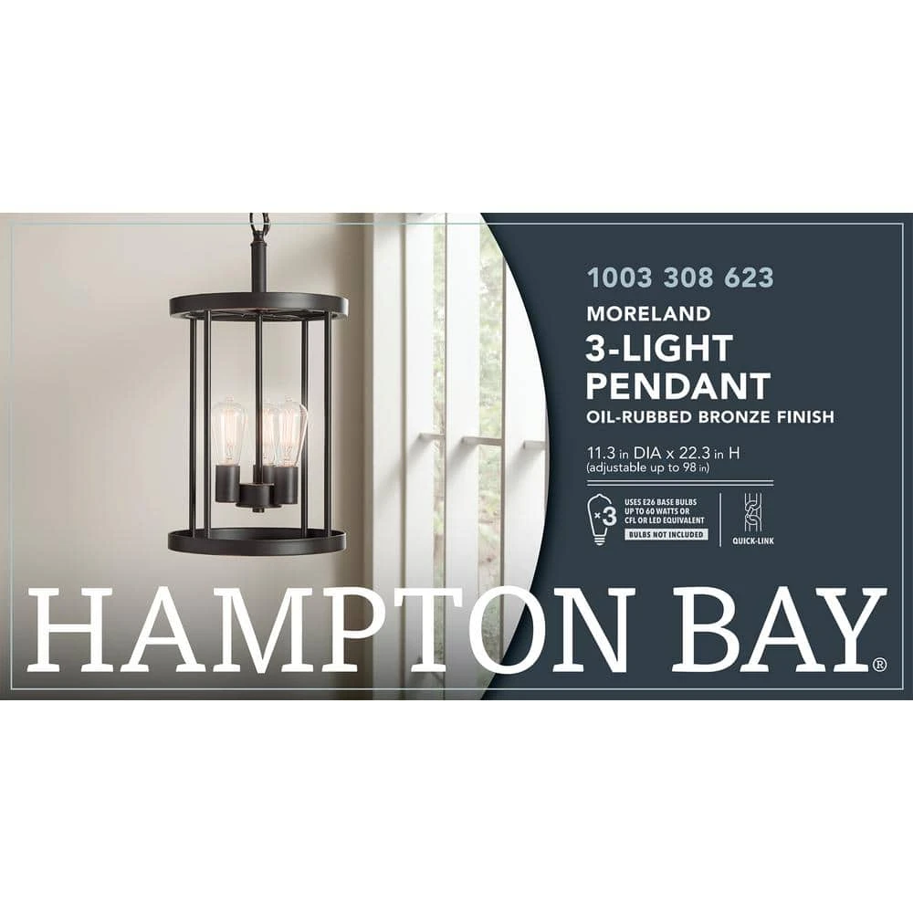 Moreland 3--Light Bronze Pendant by Hampton Bay 2 Moreland 3--Light Bronze Pendant by Hampton Bay - Image 2