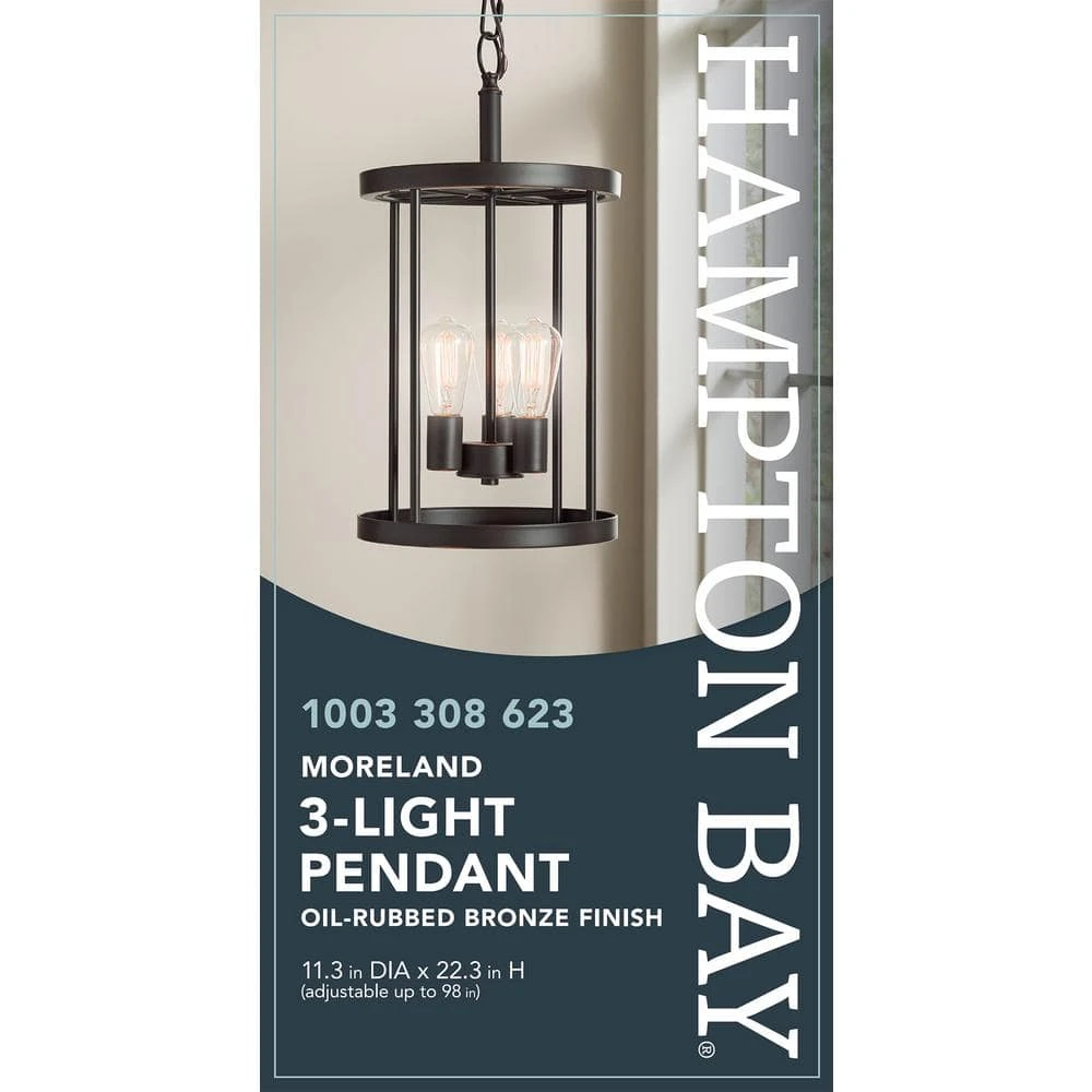Moreland 3--Light Bronze Pendant by Hampton Bay 5 Moreland 3--Light Bronze Pendant by Hampton Bay - Image 5