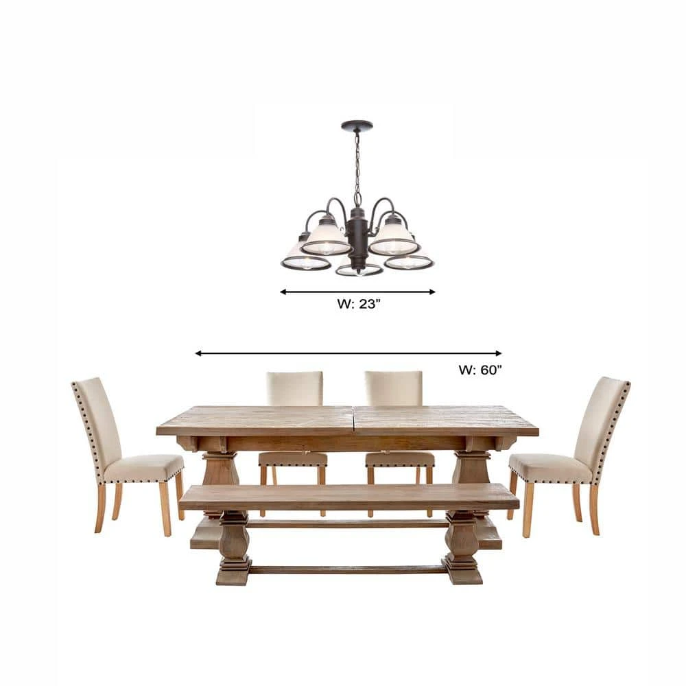 Halophane 5-Light Oil Rubbed Bronze Chandelier with Frosted Ribbed Glass Shades by Hampton Bay 12 Halophane 5-Light Oil Rubbed Bronze Chandelier with Frosted Ribbed Glass Shades by Hampton Bay - Image 12