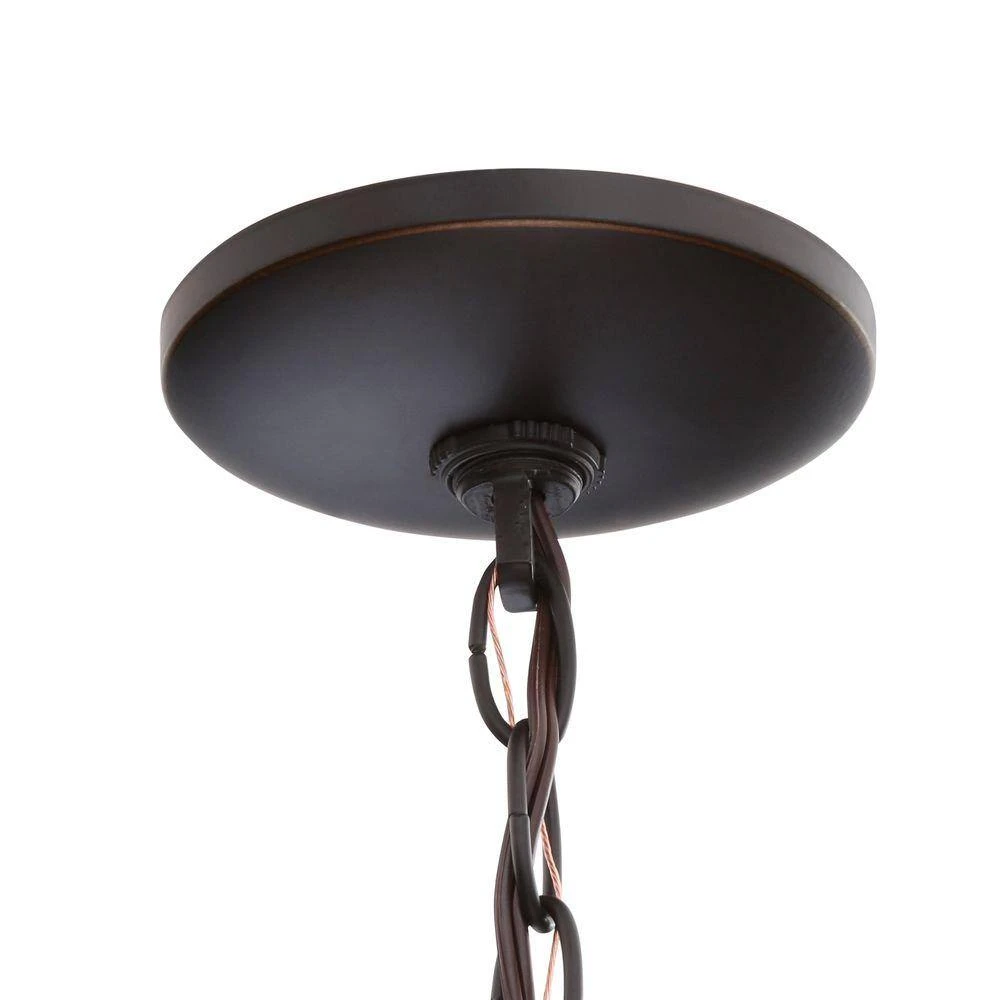 Halophane 5-Light Oil Rubbed Bronze Chandelier with Frosted Ribbed Glass Shades by Hampton Bay 7 Halophane 5-Light Oil Rubbed Bronze Chandelier with Frosted Ribbed Glass Shades by Hampton Bay - Image 7