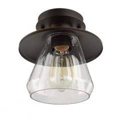 Northmoore 1-Light Oil Rubbed Bronze and Glass Vintage Semi-Flush Mount by Hampton Bay -Hampton Bay Sales oil rubbed bronze hampton bay flush mount lights 60355 1d 1000