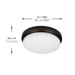 Chilton 15 in. 170-Watt Equivalent Oil-Rubbed Bronze Selectable Integrated LED Flush Mount with Glass Shade by Hampton Bay -Hampton Bay Sales oil rubbed bronze hampton bay flush mount lights cg1aa026fr1q25 77 1000