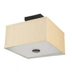 Glenburn 12 in. 2-Light Oil-Rubbed Bronze Semi-Flush Mount with Cube Golden Fabric Shade by Hampton Bay -Hampton Bay Sales oil rubbed bronze hampton bay flush mount lights ec3782ob4 40 1000
