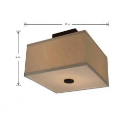 Glenburn 12 in. 2-Light Oil-Rubbed Bronze Semi-Flush Mount with Cube Golden Fabric Shade by Hampton Bay -Hampton Bay Sales oil rubbed bronze hampton bay flush mount lights ec3782ob4 c3 1000