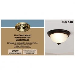 11 in. 2-Light Oil-Rubbed Bronze Flush Mount with Frosted Swirl Glass Shade by Hampton Bay -Hampton Bay Sales oil rubbed bronze hampton bay flush mount lights fzp8012a orb 1f 1000
