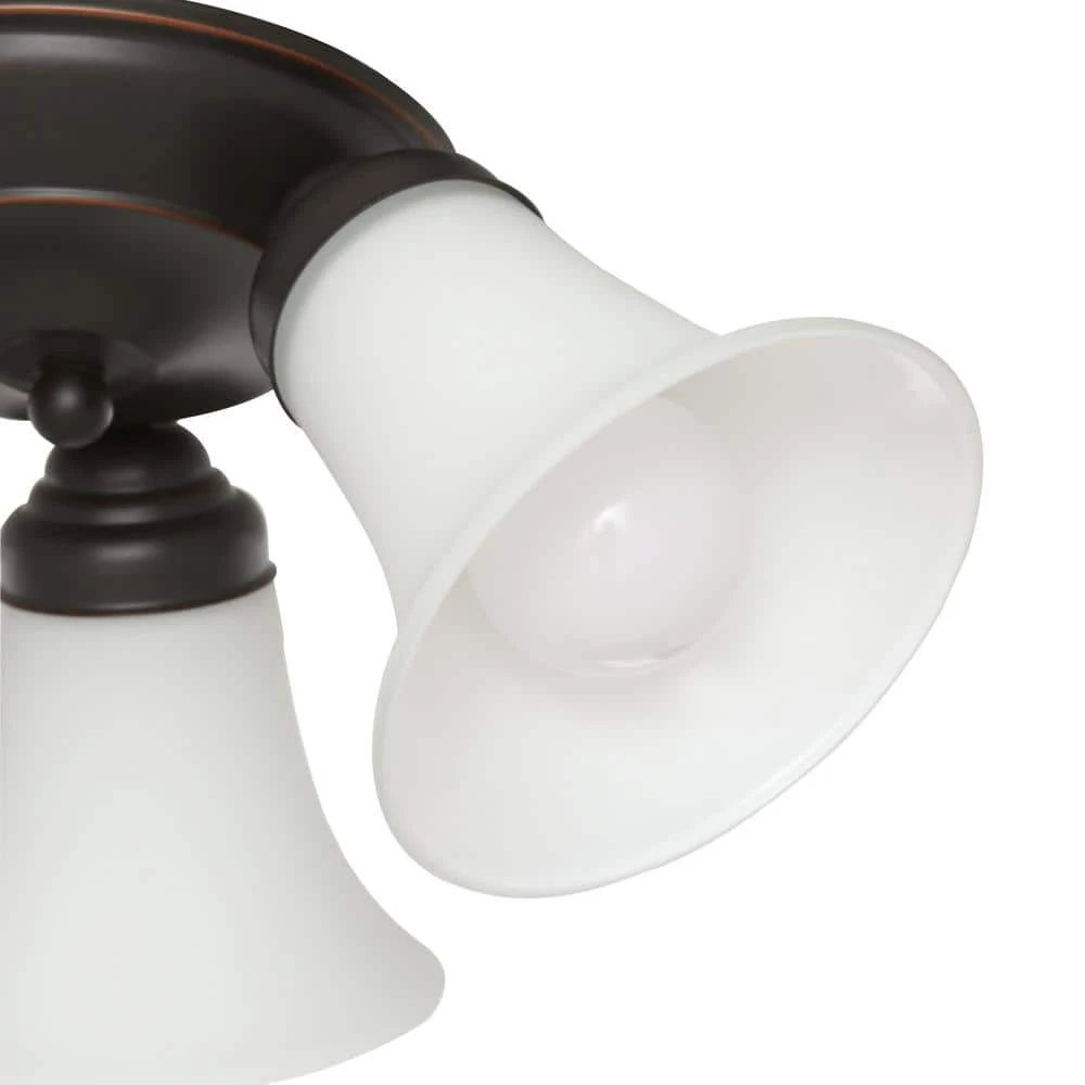 17.5 in. 3-Light Oil-Rubbed Bronze Flush Mount with Bell Shaped Frosted Glass Shades by Hampton Bay 3 17.5 in. 3-Light Oil-Rubbed Bronze Flush Mount with Bell Shaped Frosted Glass Shades by Hampton Bay - Image 3