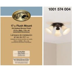 17.5 in. 3-Light Oil-Rubbed Bronze Flush Mount with Bell Shaped Frosted Glass Shades by Hampton Bay 14 17.5 in. 3-Light Oil-Rubbed Bronze Flush Mount with Bell Shaped Frosted Glass Shades by Hampton Bay -Hampton Bay Sales oil rubbed bronze hampton bay flush mount lights isr8083a 2 4f 1000