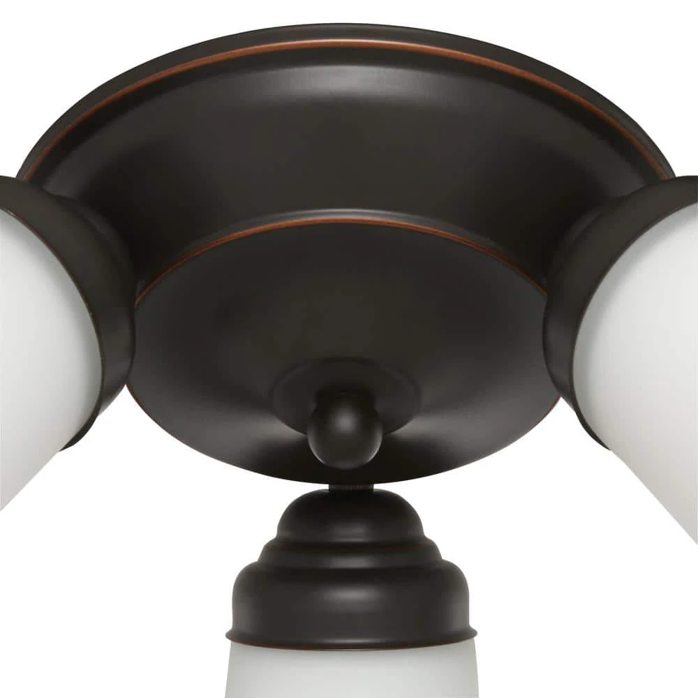 17.5 in. 3-Light Oil-Rubbed Bronze Flush Mount with Bell Shaped Frosted Glass Shades by Hampton Bay 4 17.5 in. 3-Light Oil-Rubbed Bronze Flush Mount with Bell Shaped Frosted Glass Shades by Hampton Bay - Image 4