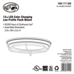 13 in. Oil Rubbed Bronze Color Changing LED Ceiling Flush Mount by Hampton Bay -Hampton Bay Sales oil rubbed bronze hampton bay flush mount lights jju3011l 4 fa 1000