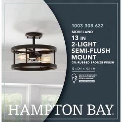 Moreland 13 in. 2-Light Oil-Rubbed Bronze Semi-Flush Mount by Hampton Bay 9 Moreland 13 in. 2-Light Oil-Rubbed Bronze Semi-Flush Mount by Hampton Bay -Hampton Bay Sales oil rubbed bronze hampton bay flush mount lights jqi9282a 4f 1000