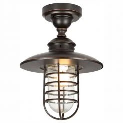 Dual-Purpose 1-Light Outdoor Hanging Oil-Rubbed Bronze Pendant or Flushmount Lantern by Hampton Bay