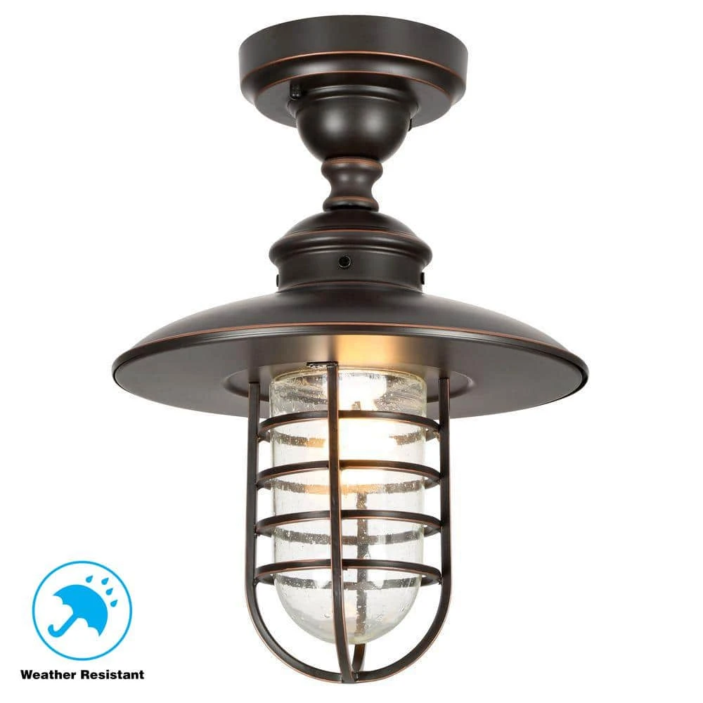 Dual-Purpose 1-Light Outdoor Hanging Oil-Rubbed Bronze Pendant or Flushmount Lantern by Hampton Bay 4 Dual-Purpose 1-Light Outdoor Hanging Oil-Rubbed Bronze Pendant or Flushmount Lantern by Hampton Bay - Image 4