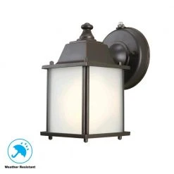 1-Light Oil-Rubbed Bronze Outdoor Dusk-to-Dawn Wall-Mount Lantern Sconce by Hampton Bay -Hampton Bay Sales oil rubbed bronze hampton bay outdoor sconces bpm1691p 1d 1000
