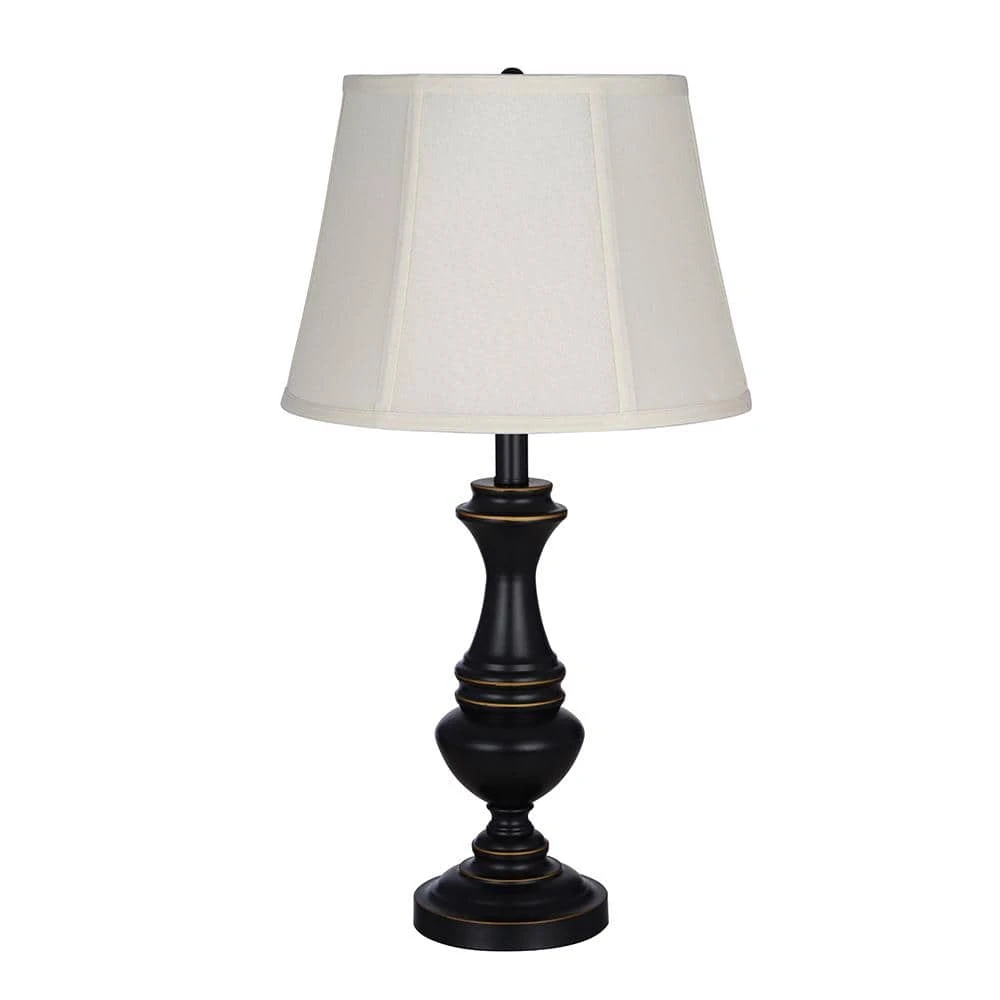 Candler 25.75 in. Oil Rubbed Bronze Table Lamp with Bell Shaped Cream Shade by Hampton Bay 1 Candler 25.75 in. Oil Rubbed Bronze Table Lamp with Bell Shaped Cream Shade by Hampton Bay