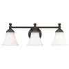 Crawley 3-Light Oil-Rubbed Bronze Vanity Light with White Glass Shades by Hampton Bay