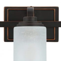 3-Light 21 in. Oil-Rubbed Bronze Contemporary Bathroom Vanity Light with Frosted Patterned Glass Shade by Hampton Bay -Hampton Bay Sales oil rubbed bronze hampton bay vanity lighting wb1001 vf 1d 1000