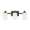 3-Light 21 in. Oil-Rubbed Bronze Contemporary Bathroom Vanity Light with Frosted Patterned Glass Shade by Hampton Bay