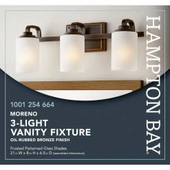 3-Light 21 in. Oil-Rubbed Bronze Contemporary Bathroom Vanity Light with Frosted Patterned Glass Shade by Hampton Bay -Hampton Bay Sales oil rubbed bronze hampton bay vanity lighting wb1001 vf 76 1000