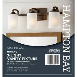 3-Light 21 in. Oil-Rubbed Bronze Contemporary Bathroom Vanity Light with Frosted Patterned Glass Shade by Hampton Bay -Hampton Bay Sales oil rubbed bronze hampton bay vanity lighting wb1001 vf 77 1000